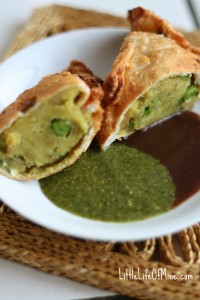 homemade Samosas and sauce