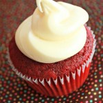 Homemade red velvet cupcakes with cream cheese frosting