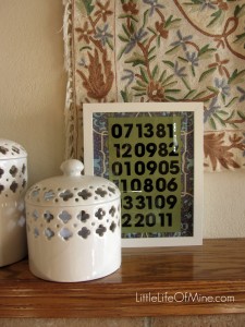 dates to remember framed