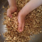 little chefs mixing homemade granola
