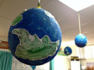 Earth Day paper mache globe