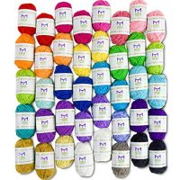 Mira Handcrafts 40 Assorted Colors Acrylic Yarn Skeins with 7 E-Books - Perfect for Any Knitting and Crochet Mini Project