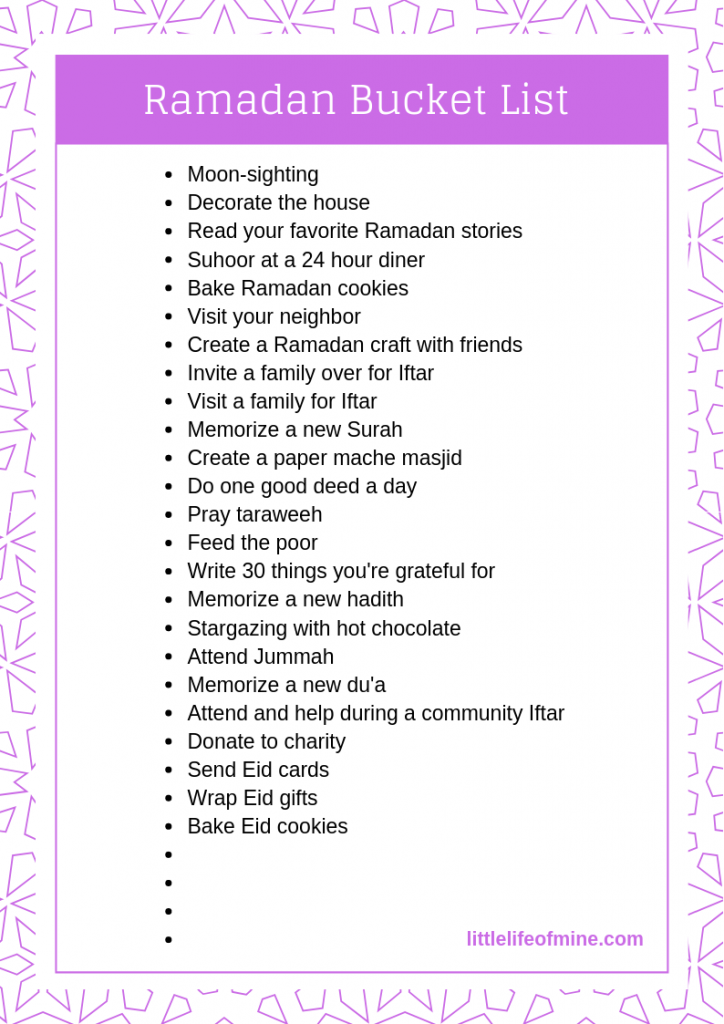 Ramadan Bucket List for Kids 